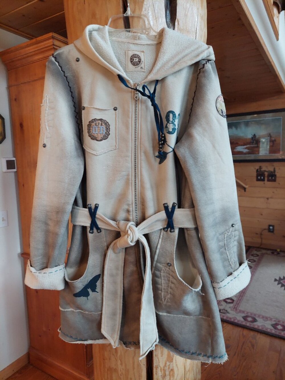 Double D Ranch butterfly Warrior Zip up front Jacket with belt xl